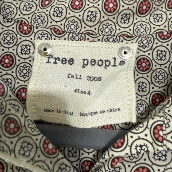 Free People 2006 Women's 100%Cotton Lace Button Down Long Sleeve Blouse Size 4 - Picture 6 of 15